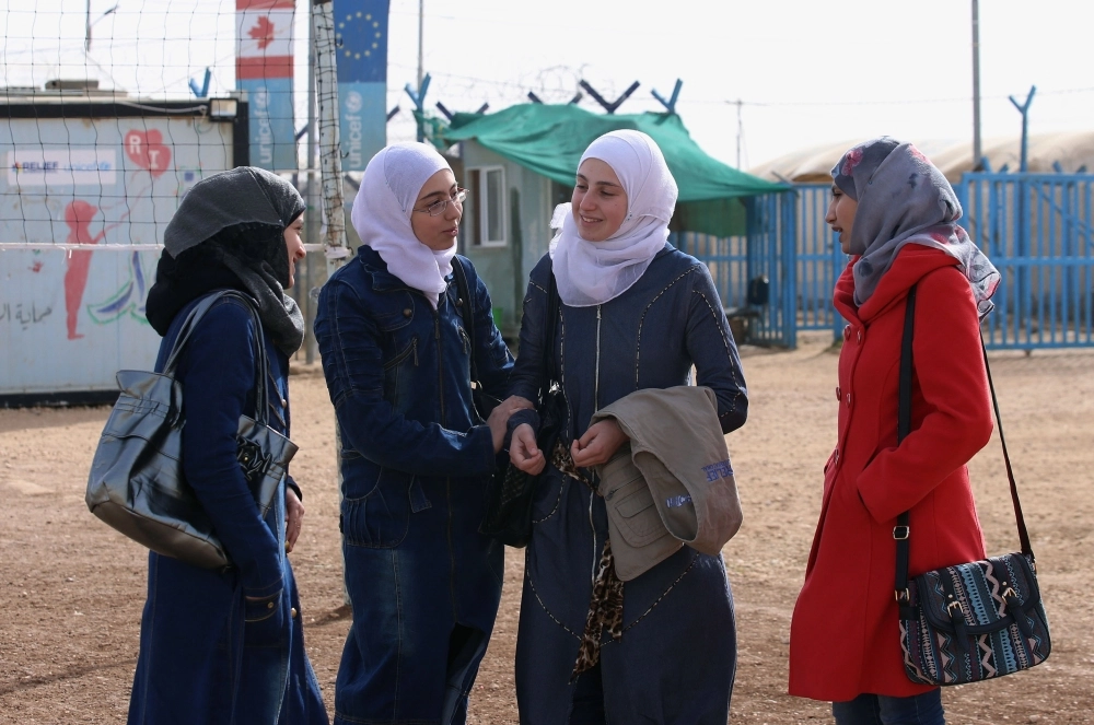  لاجئات سوريات في مخيم الزعتري بالأردن (أ ف ب)