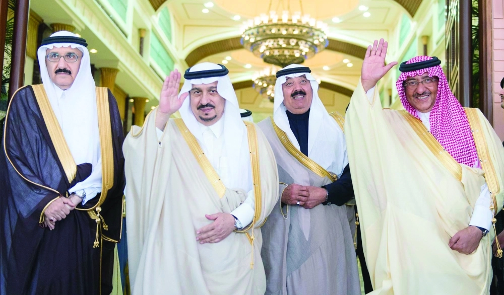الأمراء فيصل بن بندر ومنصور بن متعب ومتعب بن عبدالله ومحمد بن نايف 