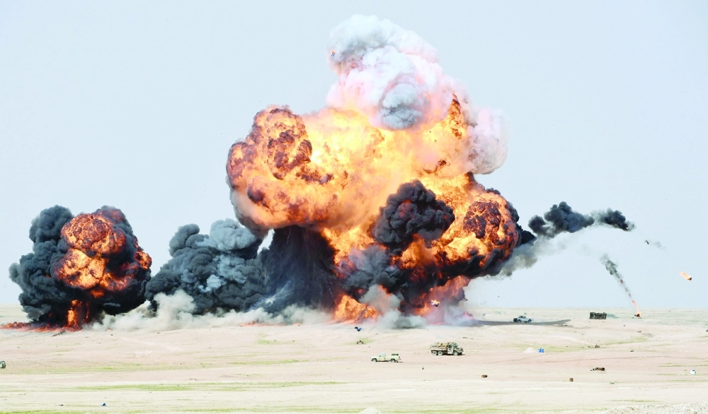 من مناورات رعد الشمال في حفر الباطن أمس        (أ ف ب، إ ب أ) 
