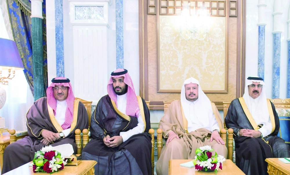 الأمير محمد بن نايف والأمير محمد بن سلمان وعبدالله آل الشيخ ومساعد العيبان 