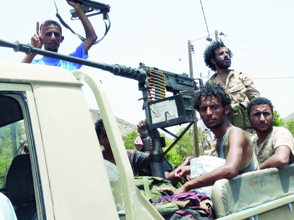 مقاومون قرب قاعدة العند القريبة من لحج                   (مكة)