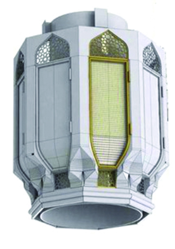 أحد أجزاء المظلة تركب الإضاءات عليها