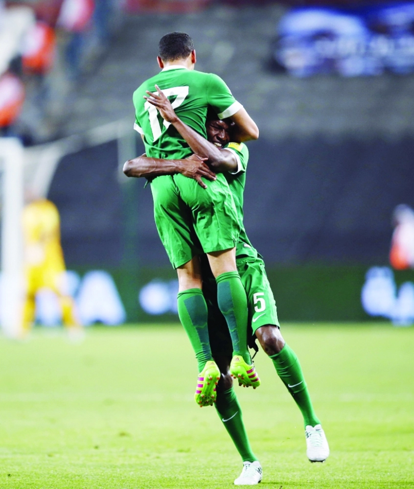 تيسير الجاسم يحتفل بالهدف الأول                                       (إ ب أ)  