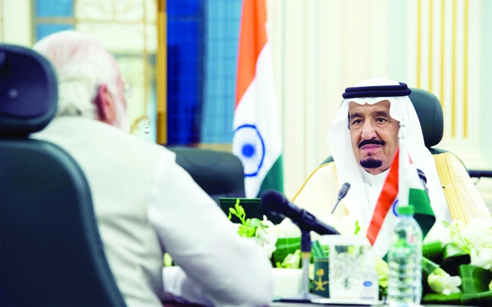 الملك سلمان وناريندرا مودي خلال جلسة المباحثات