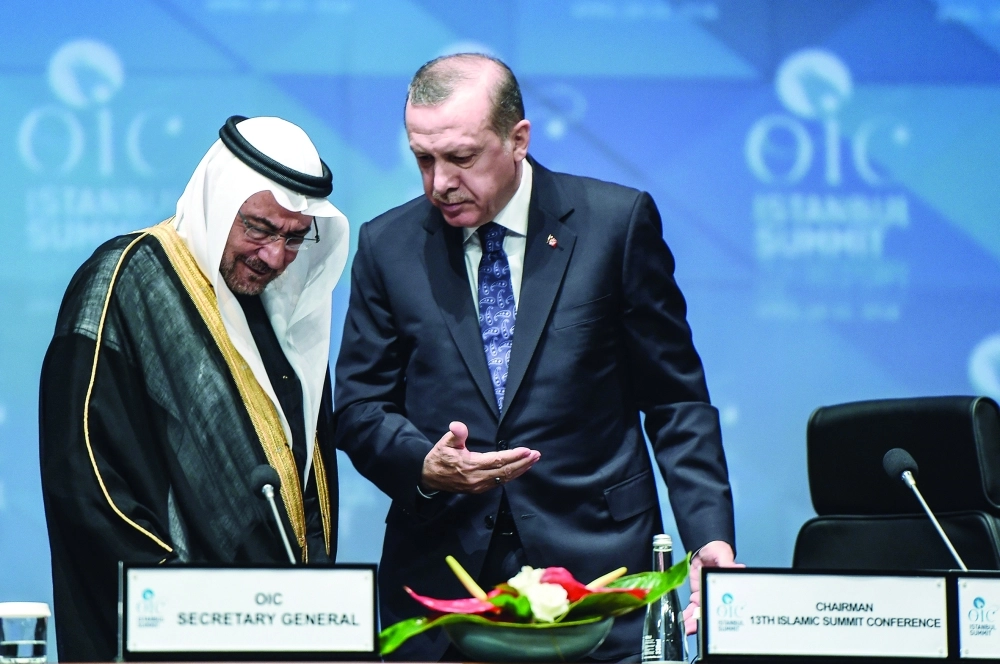 حديث بين إردوغان وإياد مدني في ختام قمة إسطنبول   