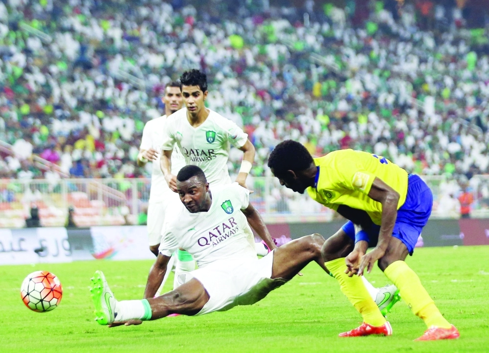 من لقاء النصر والأهلي في الدور الثاني لدوري جميل                       (مكة)