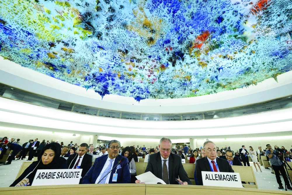 جانب من اجتماع مجلس حقوق الإنسان في جنيف                        (أ ف ب)