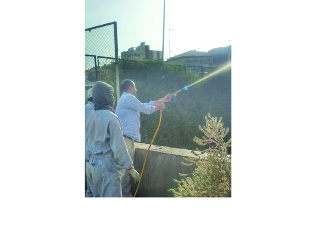 إحدى فرق الأمانة لدى مكافحتها الهاموش (مكة)