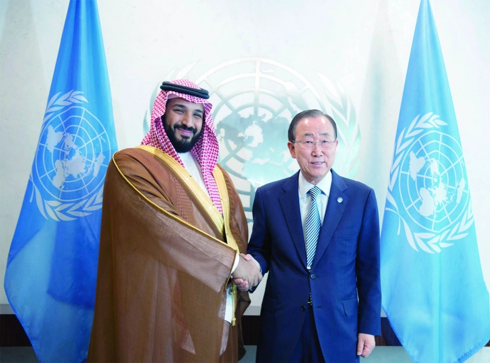 بان كي مون مرحبا بالأمير محمد بن سلمان