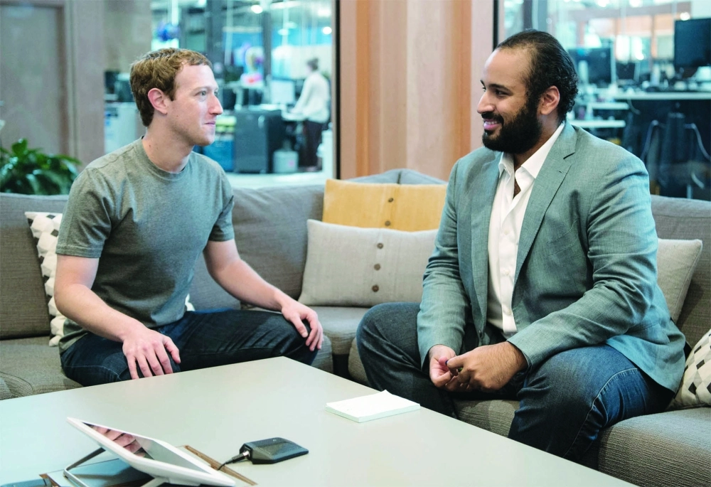 الأمير محمد بن سلمان خلال لقائه مارك زوكربيرج                             (بندر الجلعود)