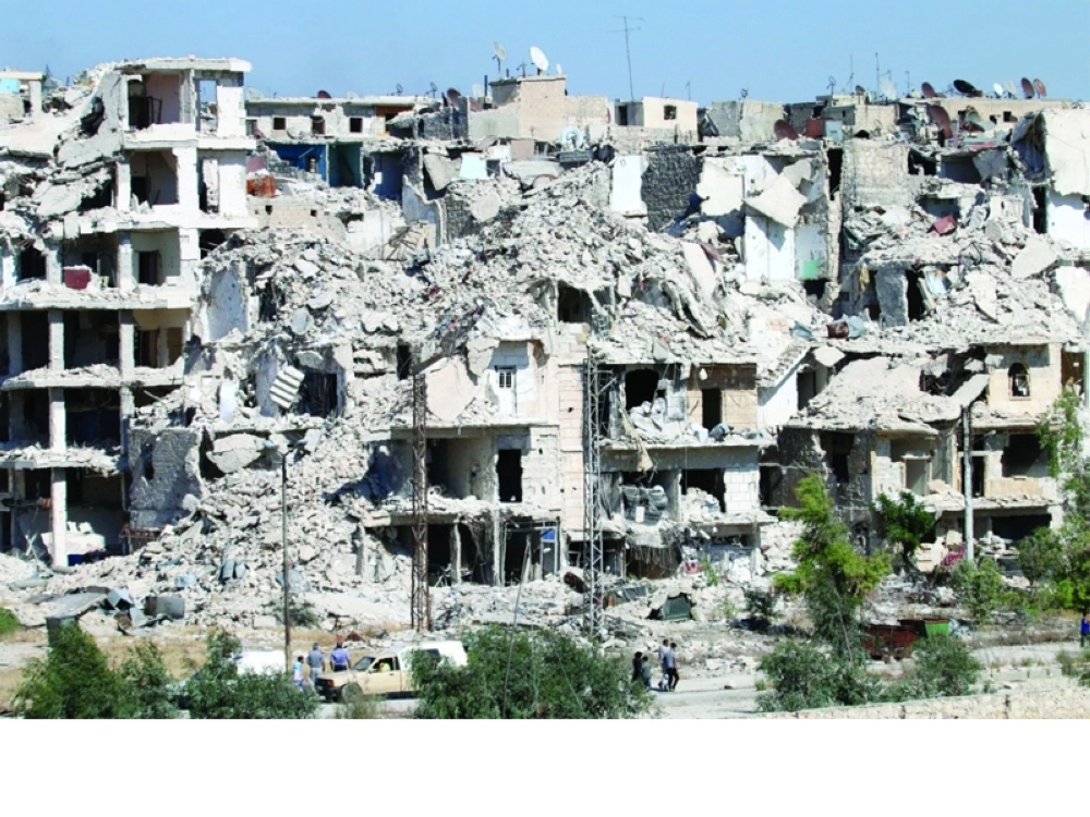 تدمير كامل لمباني حي بني زيد جنوب حلب جراء الغارات الروسية والسورية (أ ف ب)