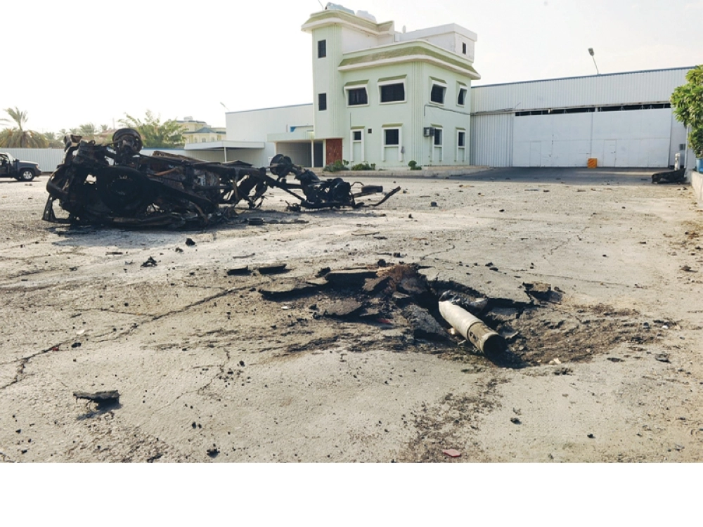 مقذوف حوثي سقط على معمل مياه نجران اليوم (واس)