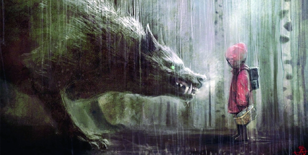 شخصية الذئب الشرير من رواية ذات الرداء الأحمر                   (مكة) 