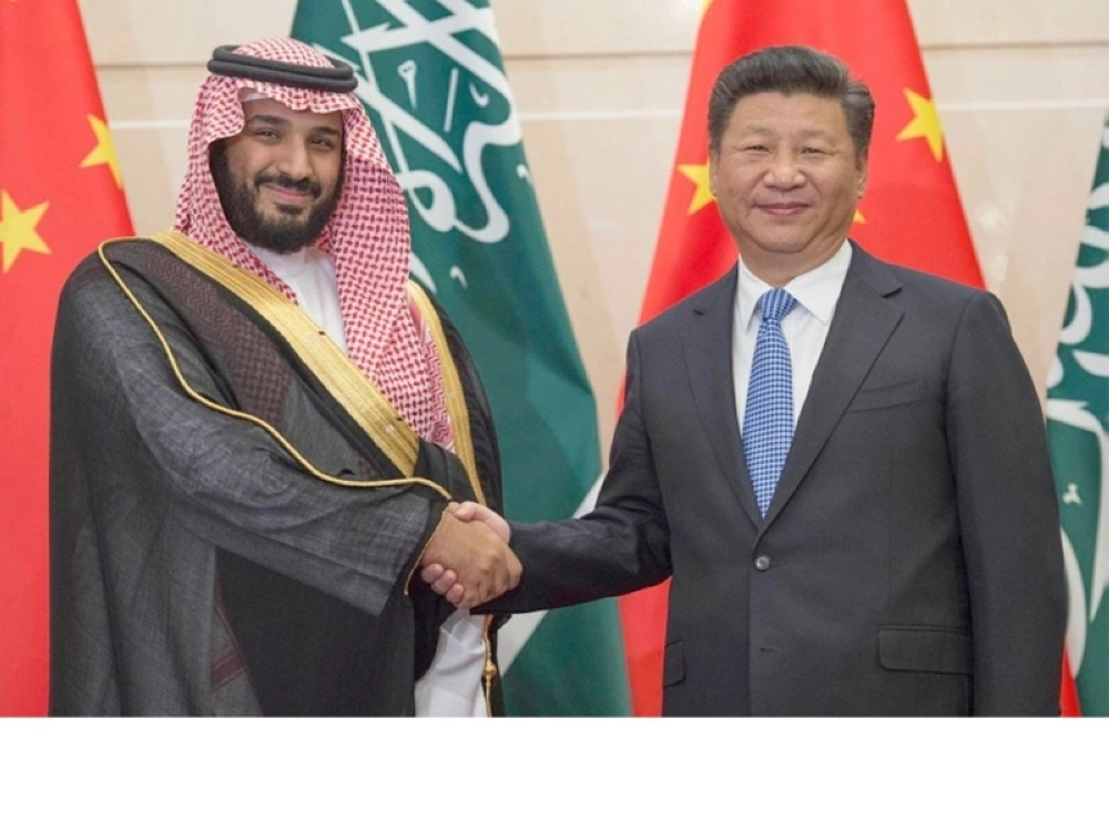 الأمير محمد بن سلمان خلال استقبال شين جين بينغ (واس)