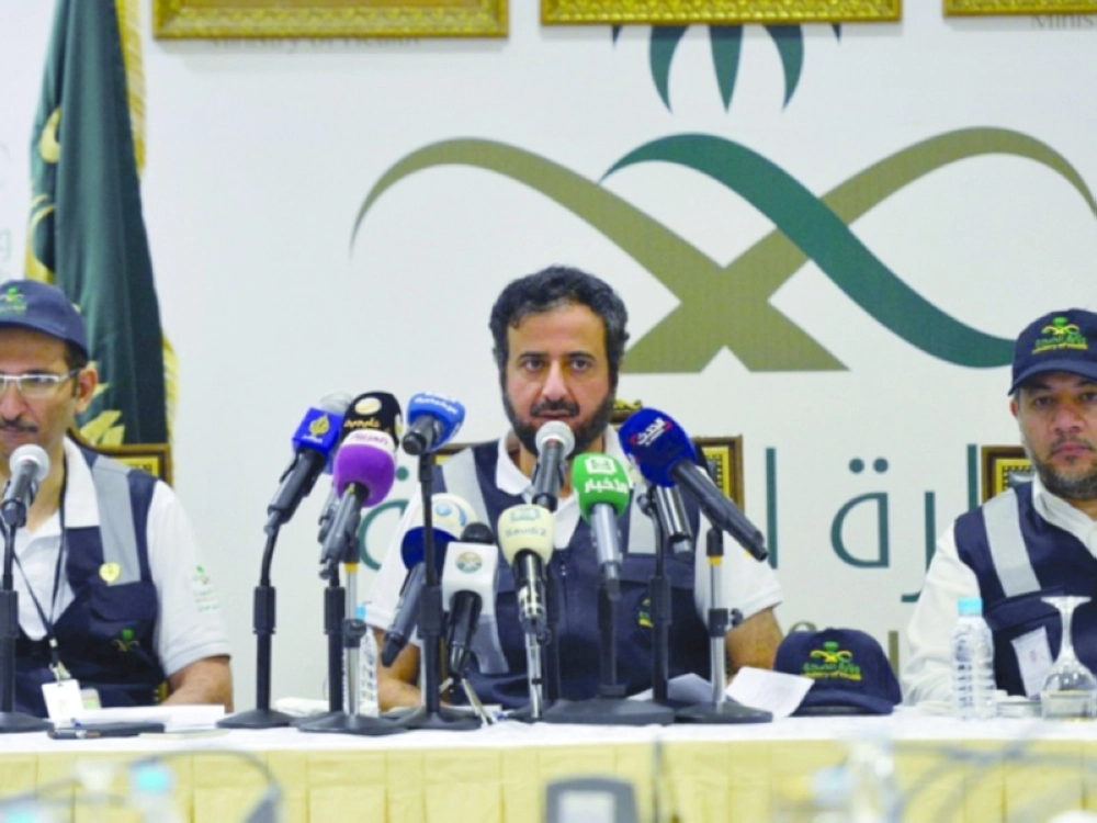 توفيق الربيعة خلال المؤتمر الصحفي اليوم (واس)