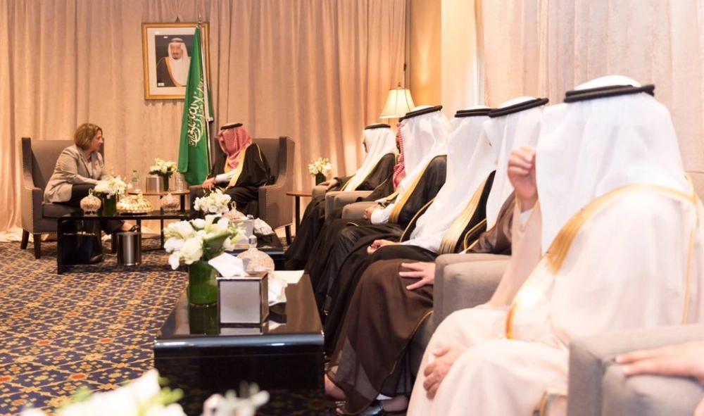 جانب من مباحثات ولي العهد مع ليزا موناكو  (واس) 