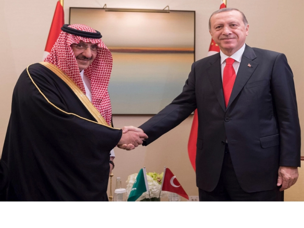 سمو ولي العهد يبحث العلاقات الثنائية وأوضاع الشرق الأوسط مع الرئيس التركي (واس) 20-12-1437 هـ