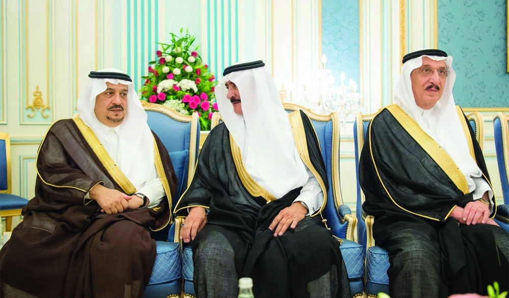 الأمراء محمد بن ناصر وسعد بن عبدالله بن تركي وفيصل بن بندر