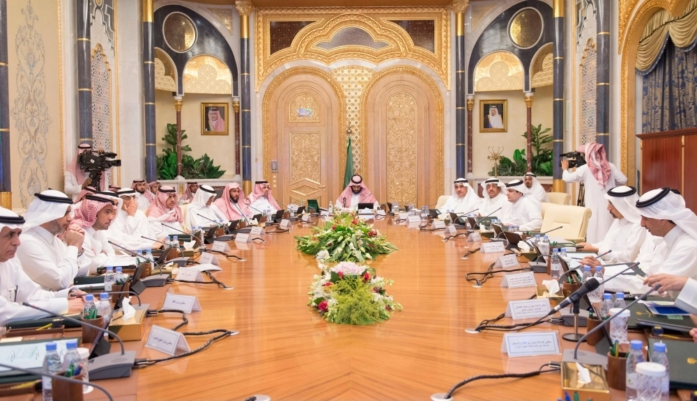  الأمير محمد بن سلمان لدى ترؤسه اجتماع المجلس (واس)