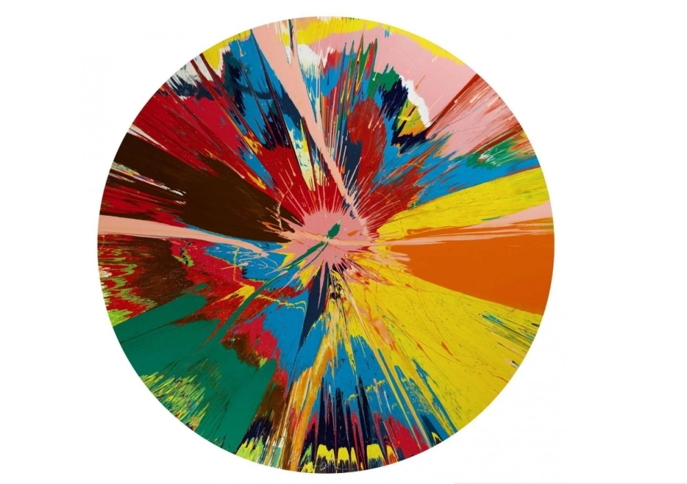 Damien Hirst, Beautiful, Shattering, Slashing, Violent, Pinky, Hacking, Sphincter Painting, 1995, household gloss on canvas, £250,000-350,000