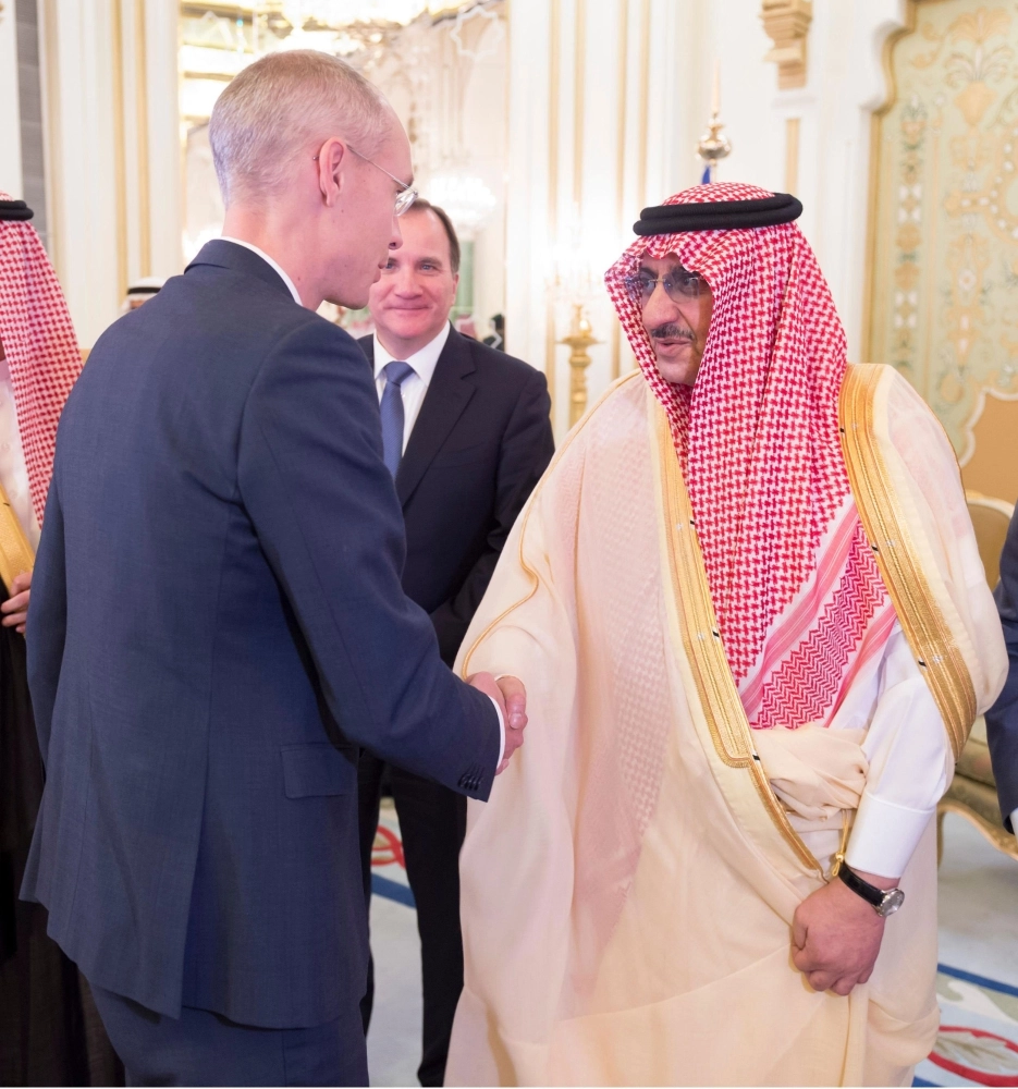 سمو ولي العهد يقيم مأدبة غداء لرئيس وزراء مملكة السويد (واس) 22-1-1438 هـ