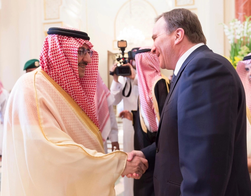 سمو ولي العهد يقيم مأدبة غداء لرئيس وزراء مملكة السويد (واس) 22-1-1438 هـ