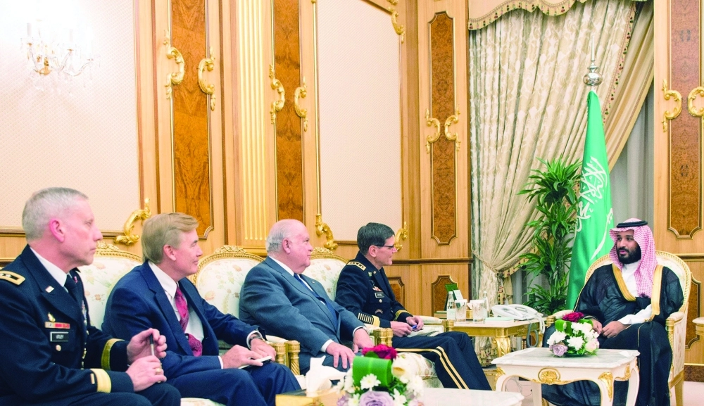 الأمير محمد بن سلمان لدى لقائه جوزيف فوتل في الرياض أمس الأول (واس)