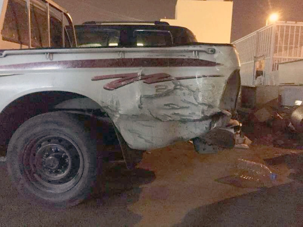 سيارة المفحط خلال ضبطها                                                     (مكة)