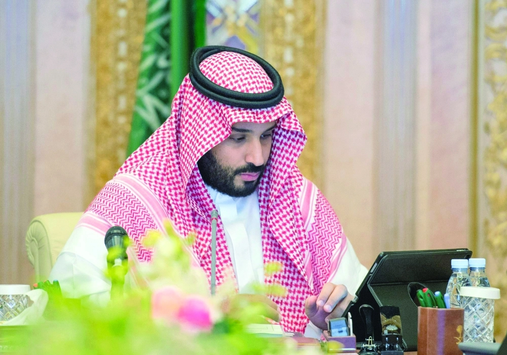 الأمير محمد بن سلمان لدى ترؤسه جلسة المجلس (واس)