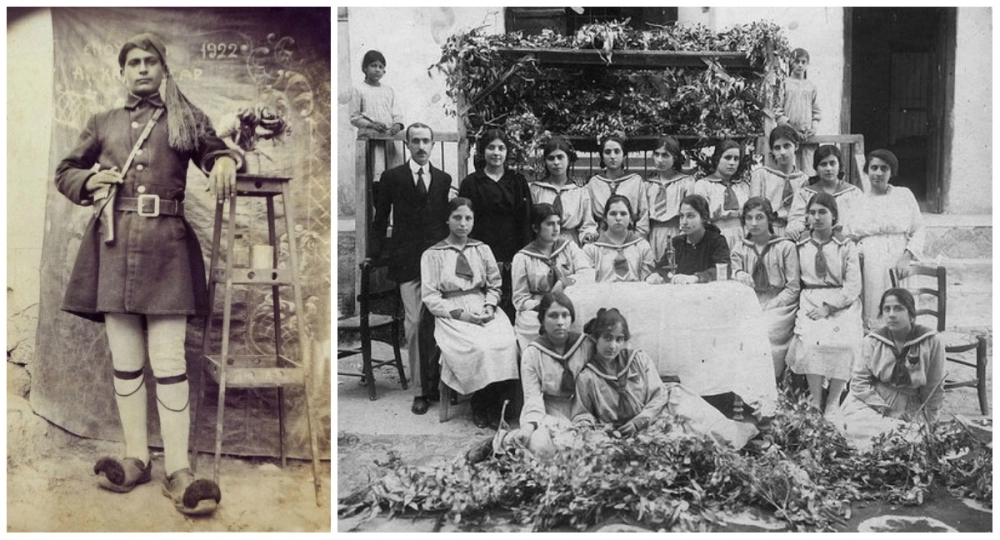 اليونان وقبرص - اليمين طالبات صف من مدرسة