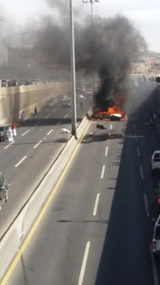 مركبة الطلاب بعد احتراقها (مكة)