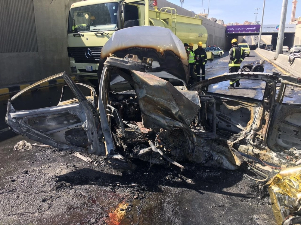 حطام السيارة بعد الحادث (مكة)