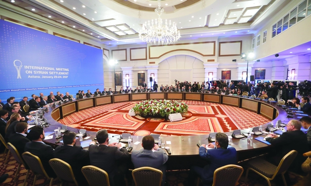 جلسة لمحادثات السلام السوري بأستانة                                                                                                                        (أ ب)