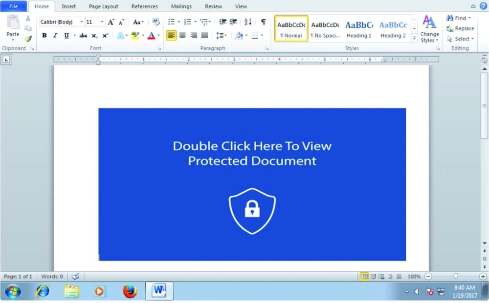 واجهة بريد يحوي ملف وورد محملا بشمعون