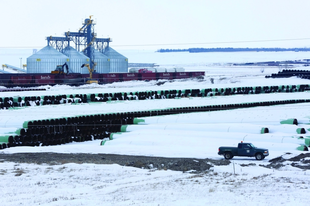 مستودع لأنابيب النفط تابع لشركة ترانس كورب في داكوتا الشمالية                                                                               (رويترز)     