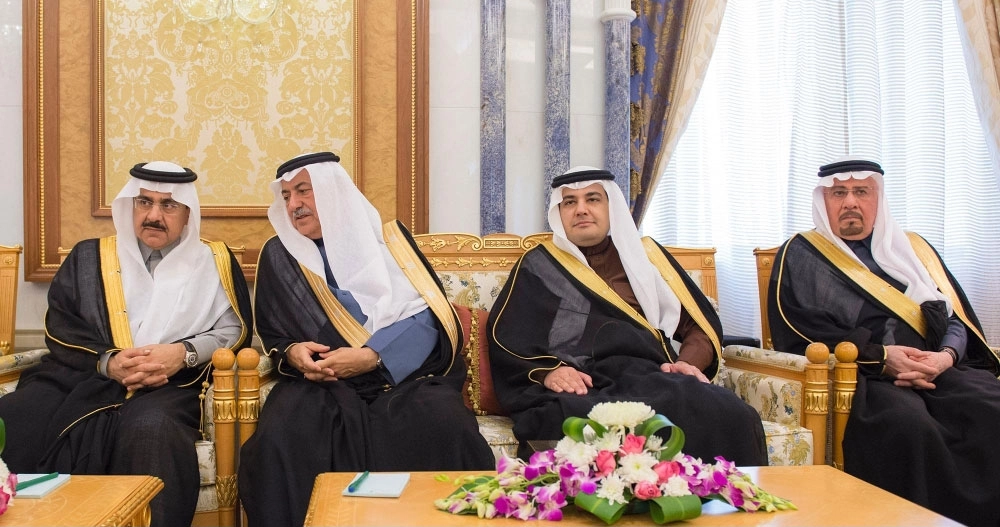 مساعد العيبان وإبراهيم العساف وعادل الطريفي ونزار مدني خلال اللقاء