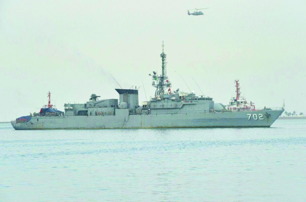 الفرقاطة السعودية لدى وصولها قاعدة الملك فيصل البحرية بالأسطول الغربي في جدة              (واس)