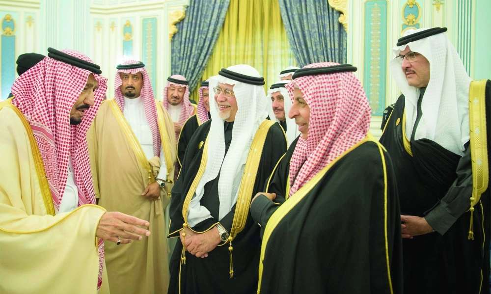 من مراسم استقبال خادم الحرمين بحضور ولي العهد لرؤساء بعثات المملكة في الخارج