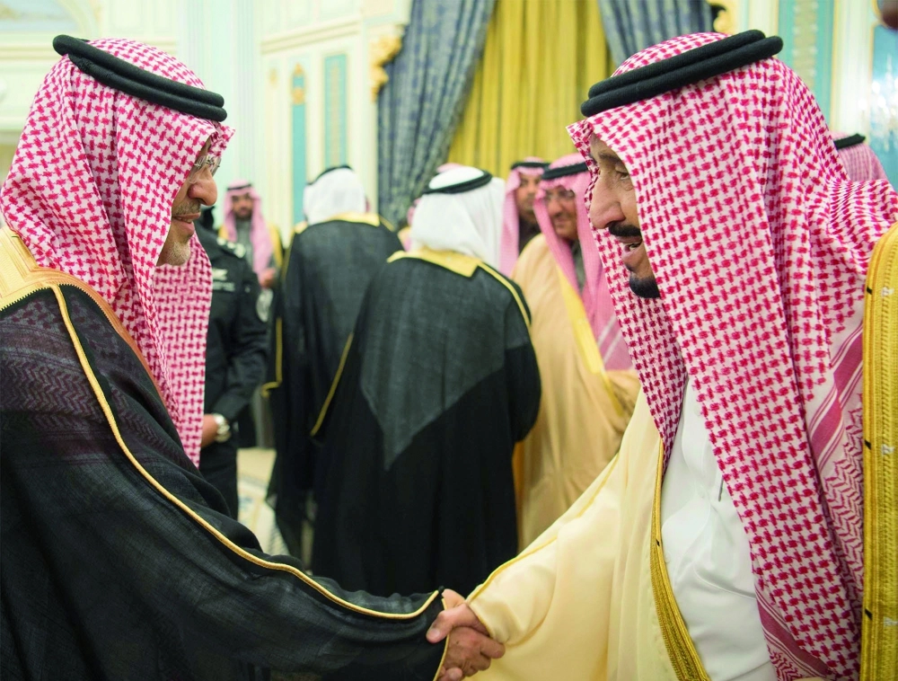 من مراسم استقبال خادم الحرمين بحضور ولي العهد لرؤساء بعثات المملكة في الخارج