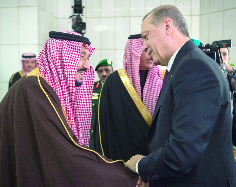 الملك سلمان مستقبلا إردوغان