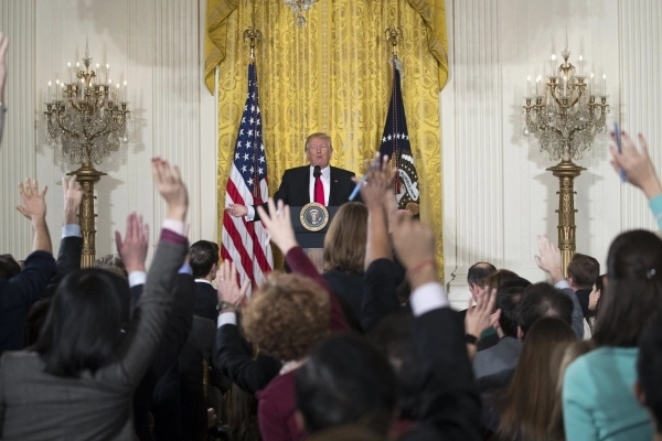 دونالد ترامب في مؤتمر صحفي بالبيت الأبيض(إ ب أ)