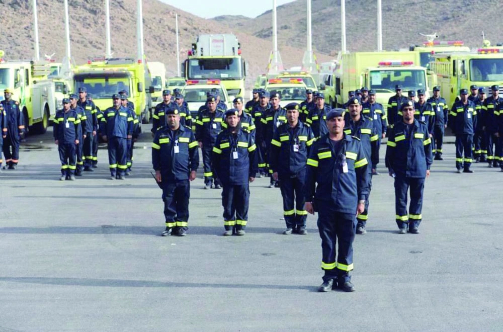  عدد من رجال الأمن المشاركين في التمرين