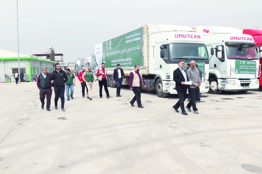 شاحنات إغاثة من مركز الملك سلمان لسوريي الداخل (واس)