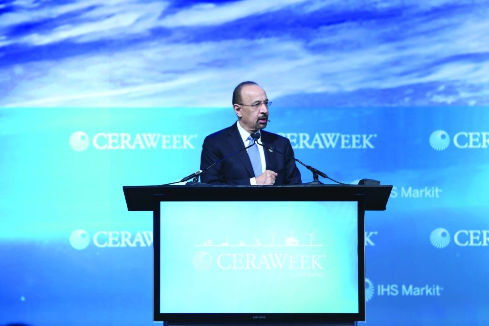 الفالح خلال مؤتمر سيرا بهيوستن            (مكة)