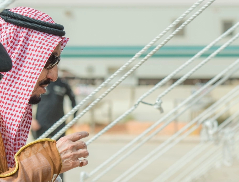 الملك سلمان لدى وصوله روضة خريم  (واس)