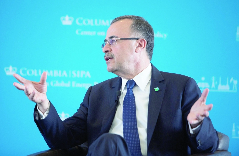 الناصر خلال مشاركته في قمة الطاقة بجامعة كولمبيا                     (مكة)