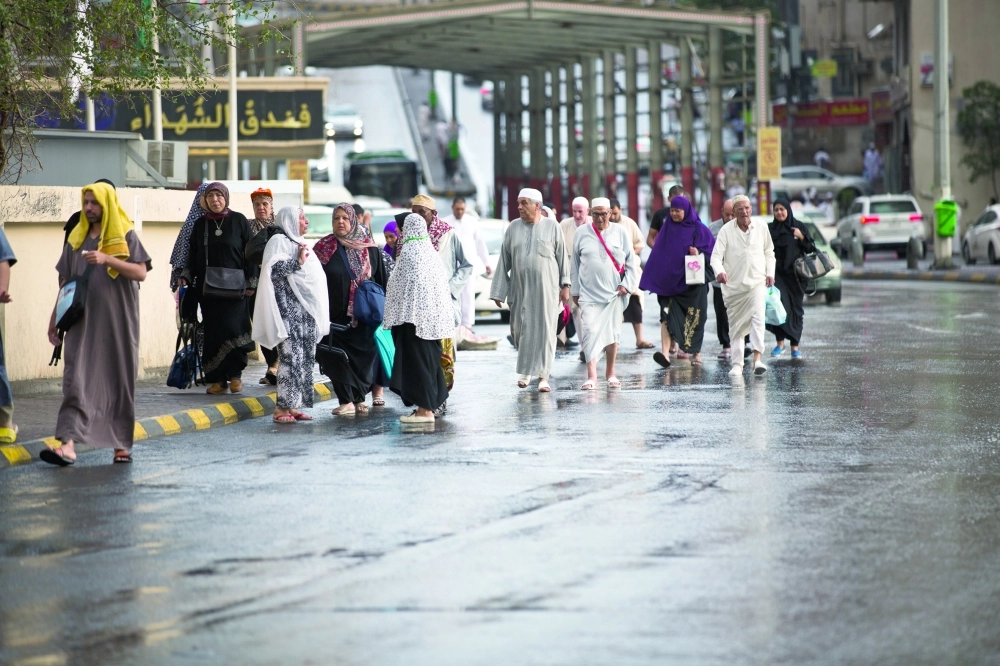  منطقة الحرم المركزية كما بدت أمس بعد الأمطار                      (أنس الحارثي)