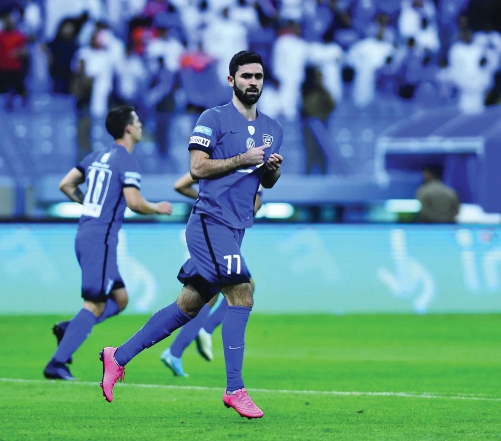 عمر خربين يحتفل خلال مباراة النصر                                                                                                               (مكة)