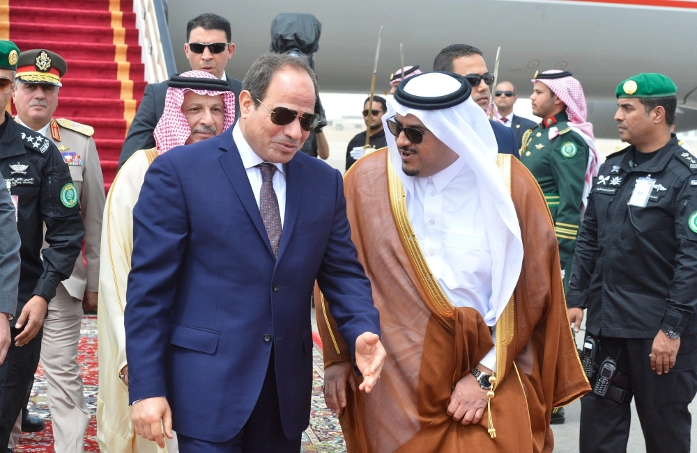 الرئيس المصري عبدالفتاح السيسي لدى وصوله الرياض (واس)