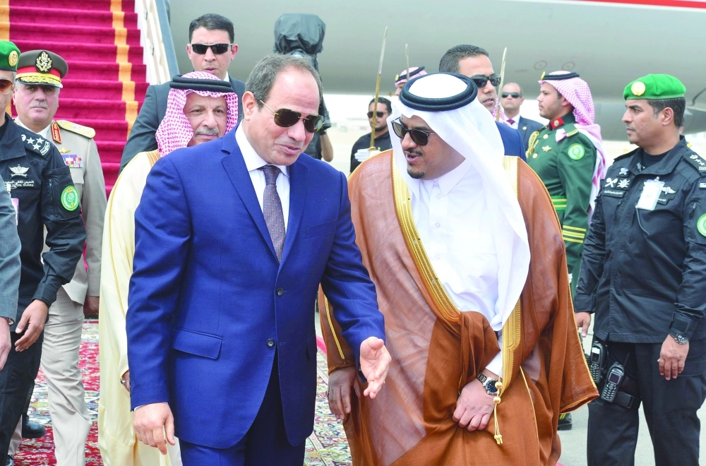 الرئيس المصري عبدالفتاح السيسي لدى وصوله الرياض (واس)